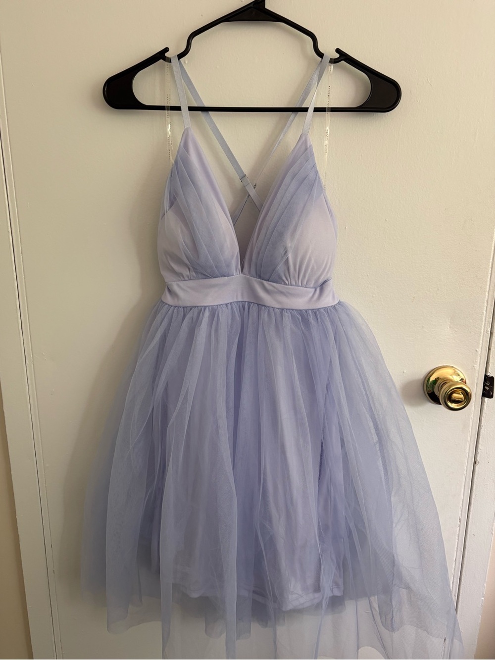 Haute Monde Lilac Tulle V-Neck Slip Dress